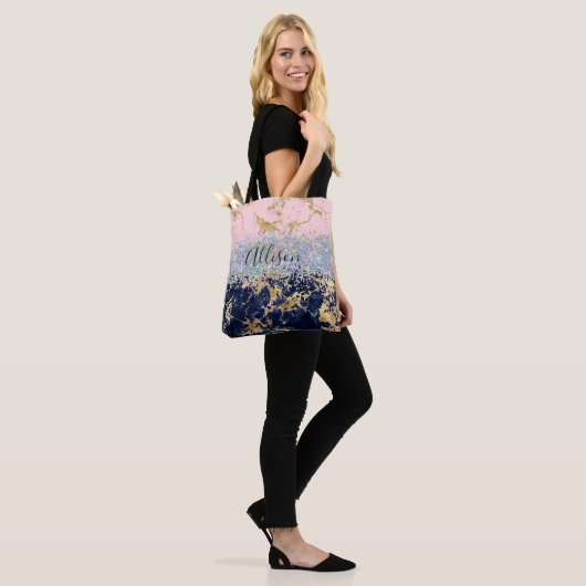Glitter en marmer op maat tote bag (Op model)