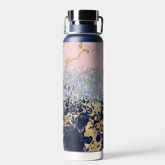 Glitter en marmer op maat waterfles (Achterkant)