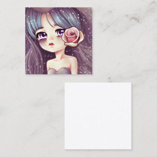 Glitter en  Pearlescent Rozen Verspreid Vierkante Visitekaartje (Voorkant / Achterkant)