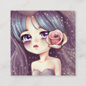 Glitter en  Pearlescent Rozen Verspreid Vierkante Visitekaartje (Voorkant)