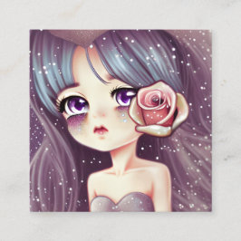 Glitter en Pearlescent Rozen Verspreid Vierkante Visitekaartje