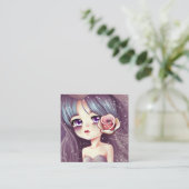 Glitter en  Pearlescent Rozen Verspreid Vierkante Visitekaartje (Staand voorkant)