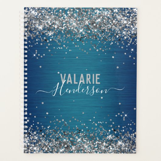 Glitter- en penseelmetalen monogram planner (Voorkant)