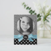Glitter en Polkadots Foto Sweet 16 Kaart (Staand voorkant)