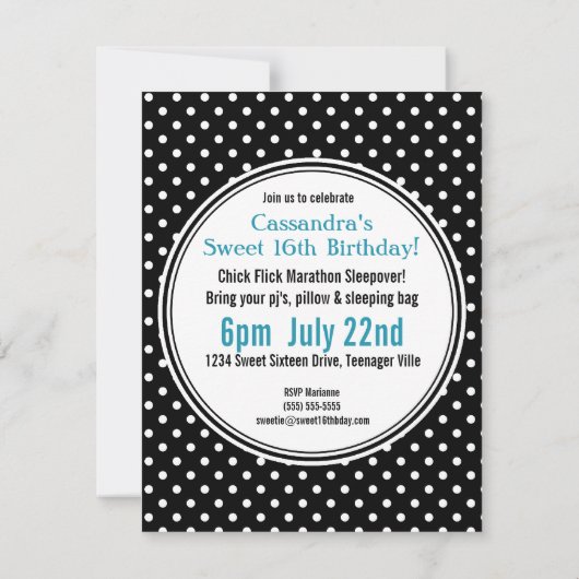 Glitter en Polkadots Foto Sweet 16 Kaart (Achterkant)