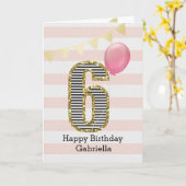 Glitter en Roze 6 de Dag Kaart (Gele Bloem)