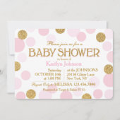 Glitter en roze Stippen Baby shower Kaart (Voorkant)