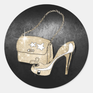 Glitter en Shine Accessoires Black/Gold ID675 Ronde Sticker