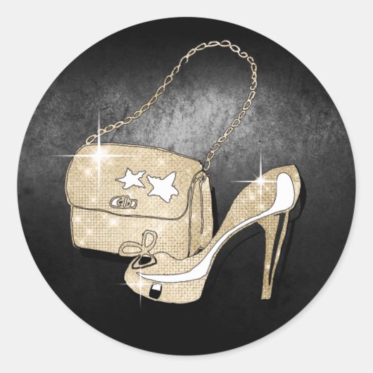 Glitter en Shine Accessoires Black/Gold ID675 Ronde Sticker (Voorkant)