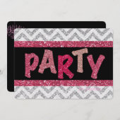 Glitter en Shine Custom Birthday Party Kaart (Voorkant / Achterkant)