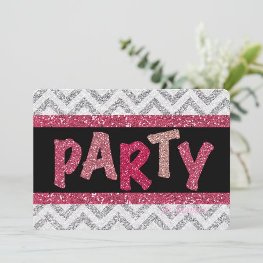 Glitter en Shine Custom Birthday Party Kaart (Staand voorkant)