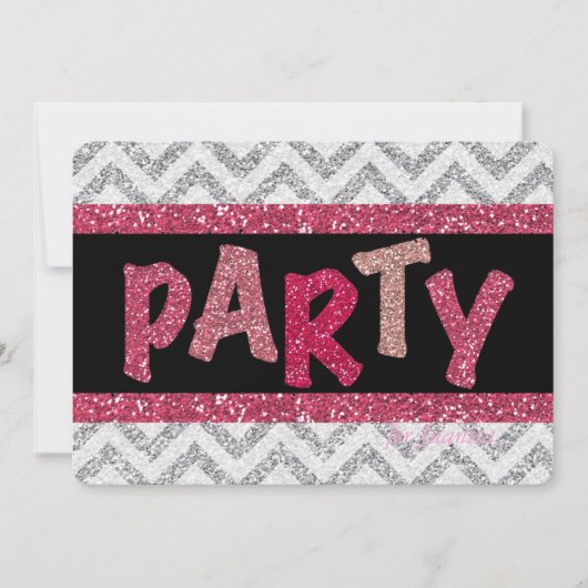Glitter en Shine Custom Birthday Party Kaart (Voorkant)