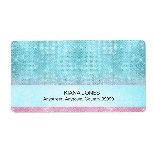 Glitter en Shine Gradiënt Teal/Roze ID673 Etiket (Voorkant)