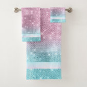 Glitter en Shine Pattern Roze/Blauwgroen ID671 Bad Handdoek (Insitu)