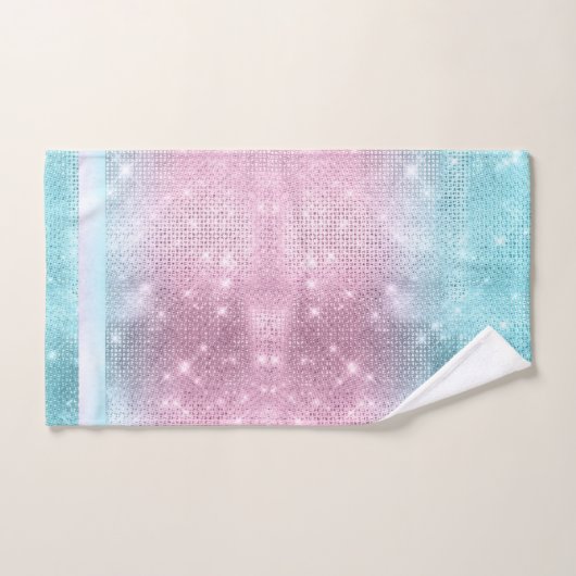 Glitter en Shine Pattern Roze/Blauwgroen ID671 Bad Handdoek (Handdoek)
