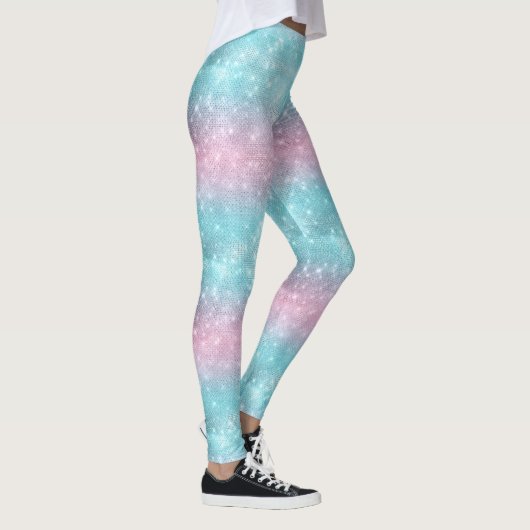 Glitter en Shine Pattern Roze/Blauwgroen ID671 Leggings (Rechts)