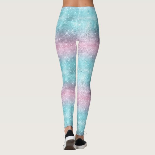 Glitter en Shine Pattern Roze/Blauwgroen ID671 Leggings (Achterkant)