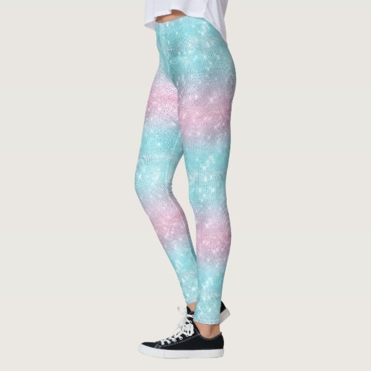 Glitter en Shine Pattern Roze/Blauwgroen ID671 Leggings (Links)
