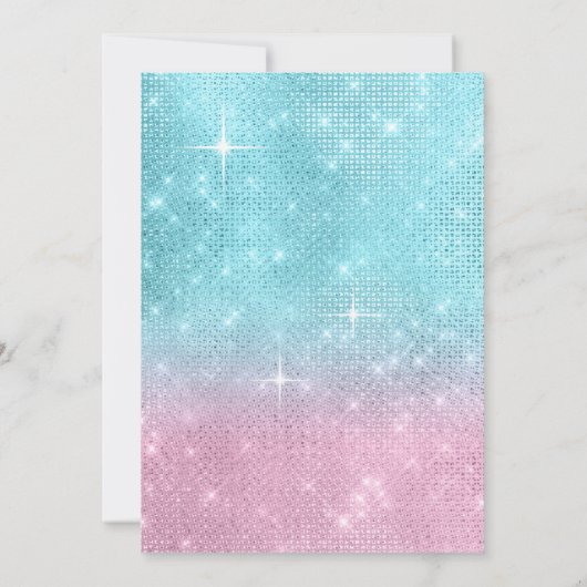 Glitter en Shine Quinceanera Blauwgroen/Roze ID701 Kaart (Achterkant)