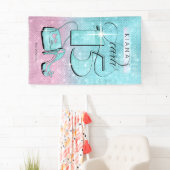 Glitter en Shine Quinceanera Blauwgroen/Roze Vert Spandoek (Insitu)