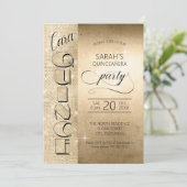 Glitter en Shine Quinceanera Gold ID701 Kaart (Staand voorkant)