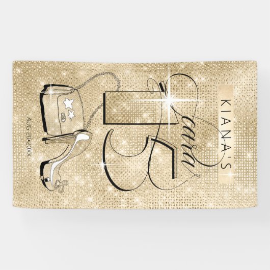 Glitter en Shine Quinceanera Gold Vert ID701 Spandoek (Horizontaal)