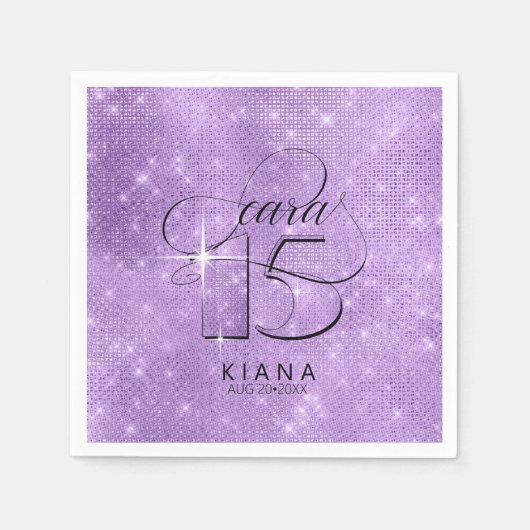 Glitter en Shine Quinceanera V1 Violet ID701 Servet (Voorkant)