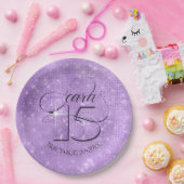 Glitter en Shine Quinceanera Violet ID701 Papieren Bordje (Feest)