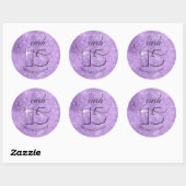 Glitter en Shine Quinceanera Violet ID701 Ronde Sticker (Vel)