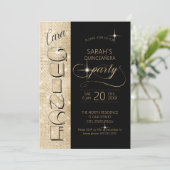 Glitter en Shine Quinceanera Zwart/Goud ID701 Kaart (Staand voorkant)