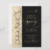 Glitter en Shine Sweet 16 Black/Gold ID675 Kaart (Voorkant)