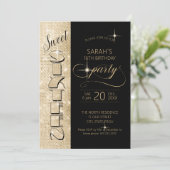 Glitter en Shine Sweet 16 Black/Gold ID675 Kaart (Staand voorkant)