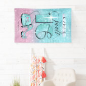 Glitter en Shine Sweet 16 Blauwgroen/Pink Vert ID6 Spandoek (Insitu)