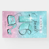 Glitter en Shine Sweet 16 Blauwgroen/Pink Vert ID6 Spandoek (Horizontaal)