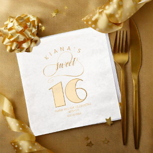 Glitter en Shine Sweet 16 Gold ID675 Folie Servetten