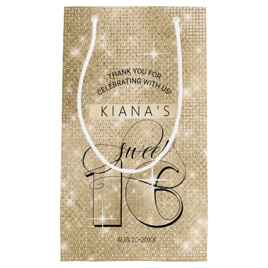 Glitter en Shine Sweet 16 Gold ID675 Klein Cadeauzakje (Voorkant)