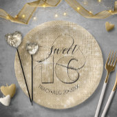 Glitter en Shine Sweet 16 Gold ID675 Papieren Bordje