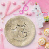 Glitter en Shine Sweet 16 Gold ID675 Papieren Bordje (Feest)