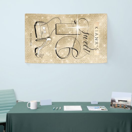 Glitter en Shine Sweet 16 Gold Vert ID675 Spandoek (Beurs)