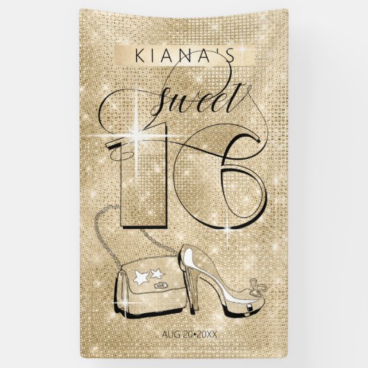 Glitter en Shine Sweet 16 Gold Vert ID675 Spandoek (Verticaal)