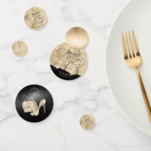 Glitter en Shine Sweet 16 Mix Zwart/Goud ID675 Confetti (Groep)