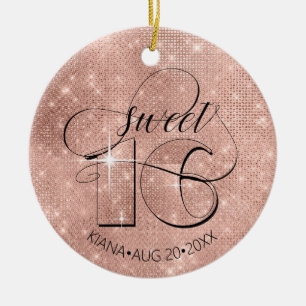 Glitter en Shine Sweet 16 Roos Gold ID675 Keramisch Ornament