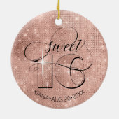 Glitter en Shine Sweet 16 Roos Gold ID675 Keramisch Ornament (Achterkant)
