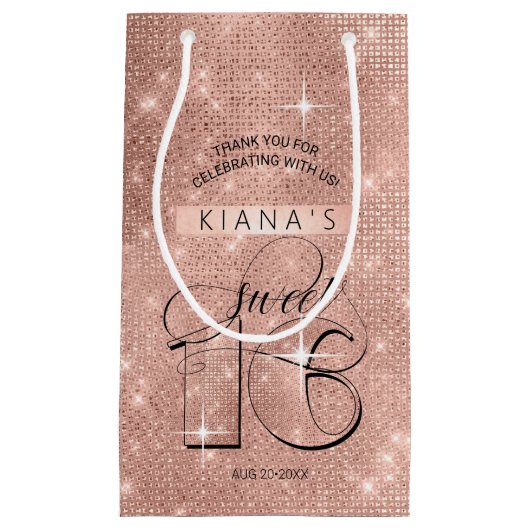 Glitter en Shine Sweet 16 Roos Gold ID675 Klein Cadeauzakje (Voorkant)