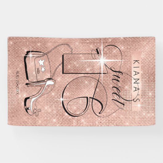 Glitter en Shine Sweet 16 Roos Gold Vert ID675 Spandoek (Horizontaal)