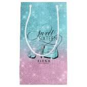 Glitter en Shine Sweet 16 V2 Blauwgroen/Roze ID675 Klein Cadeauzakje (Voorkant)