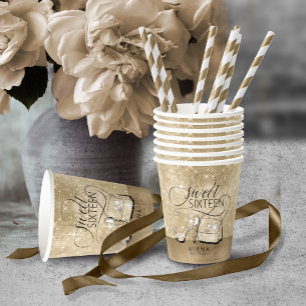 Glitter en Shine Sweet 16 V2 Goud ID675 Papieren Bekers