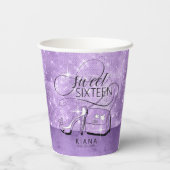 Glitter en Shine Sweet 16 V2 Violet ID675 Papieren Bekers (Achterkant)