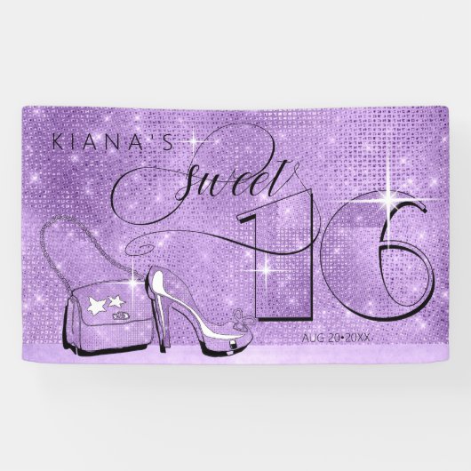 Glitter en Shine Sweet 16 Violet Hor ID675 Spandoek (Horizontaal)