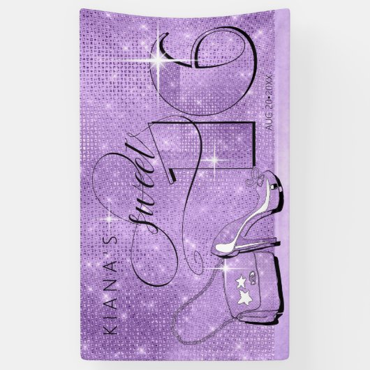 Glitter en Shine Sweet 16 Violet Hor ID675 Spandoek (Verticaal)